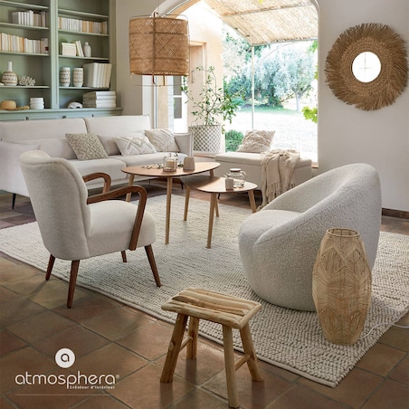 Pufa ze schowkiem, tapicerowana z efektem boucle, 100 x 40 x 48,5 cm