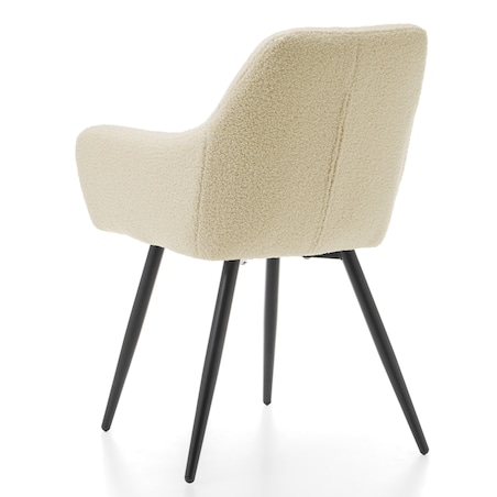 KRZESŁO TAPICEROWANE PIKOWANE TKANINA BOUCLE TEDDY JASNY BEŻ