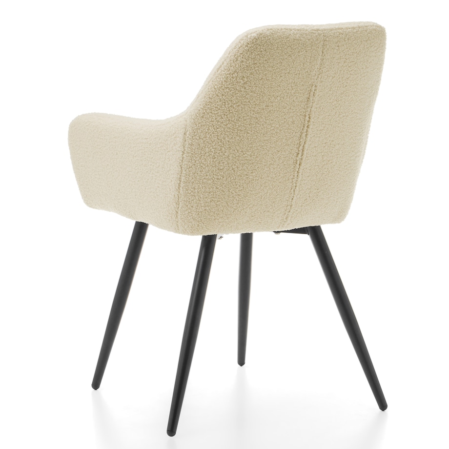 KRZESŁO TAPICEROWANE PIKOWANE TKANINA BOUCLE TEDDY JASNY BEŻ