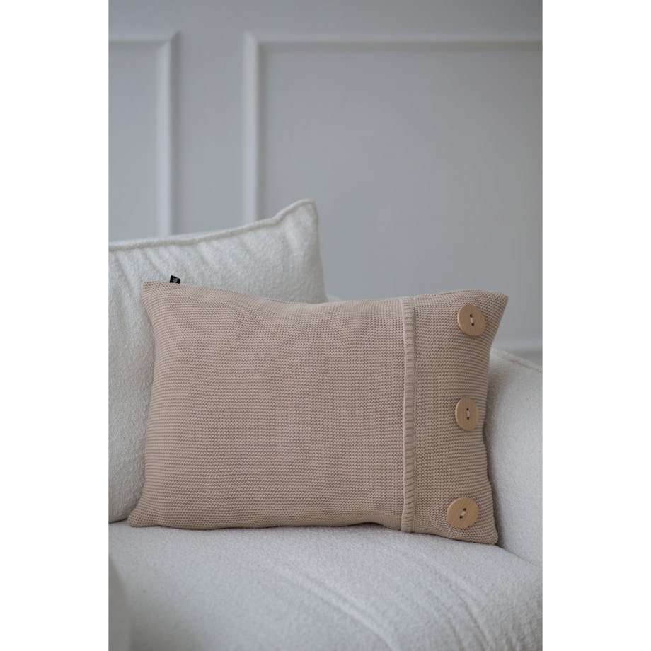Poszewka klasyczna z guzikami beżowa, 40 x 60 cm, La Manta
