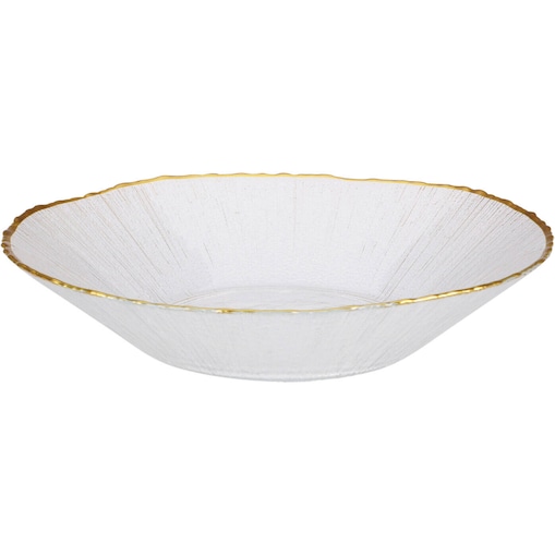 Szklany talerz głeboki ze złotą obwódką DATURA, 20 cm