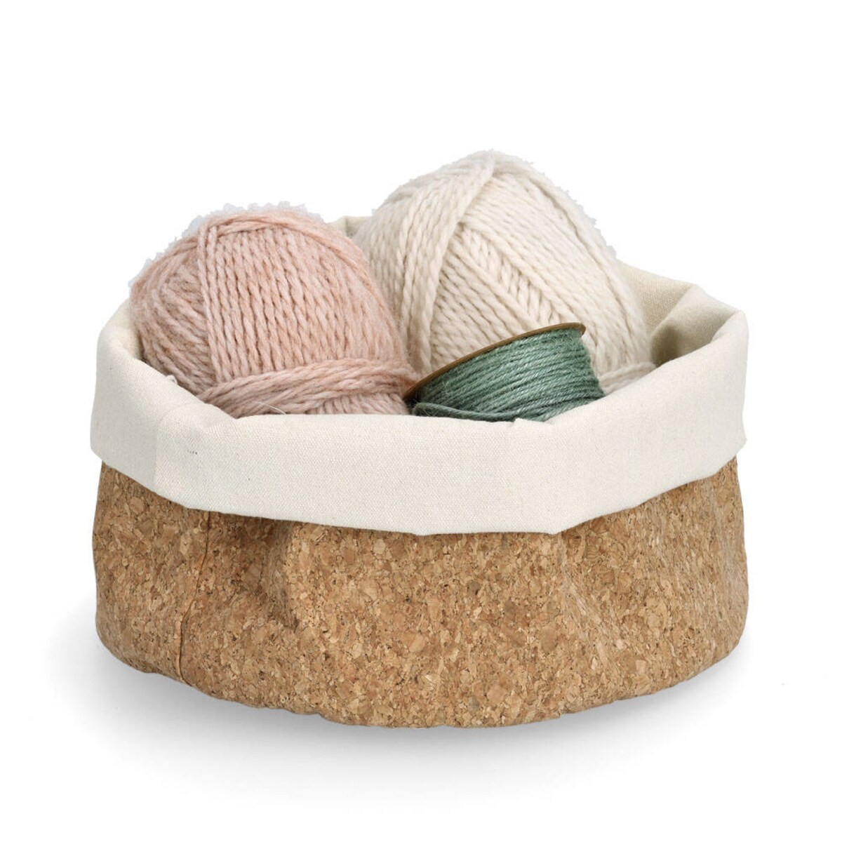 Koszyk do przechowywania z korka i bawełny, Ø 25 x 20 cm