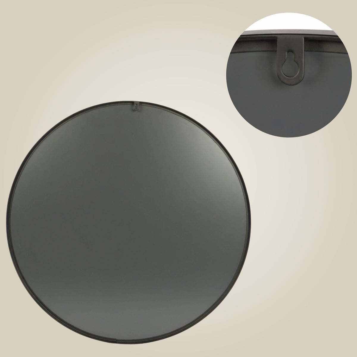 Lustro okrągłe NOOR, metalowa rama, Ø 80 cm, kolor czarny