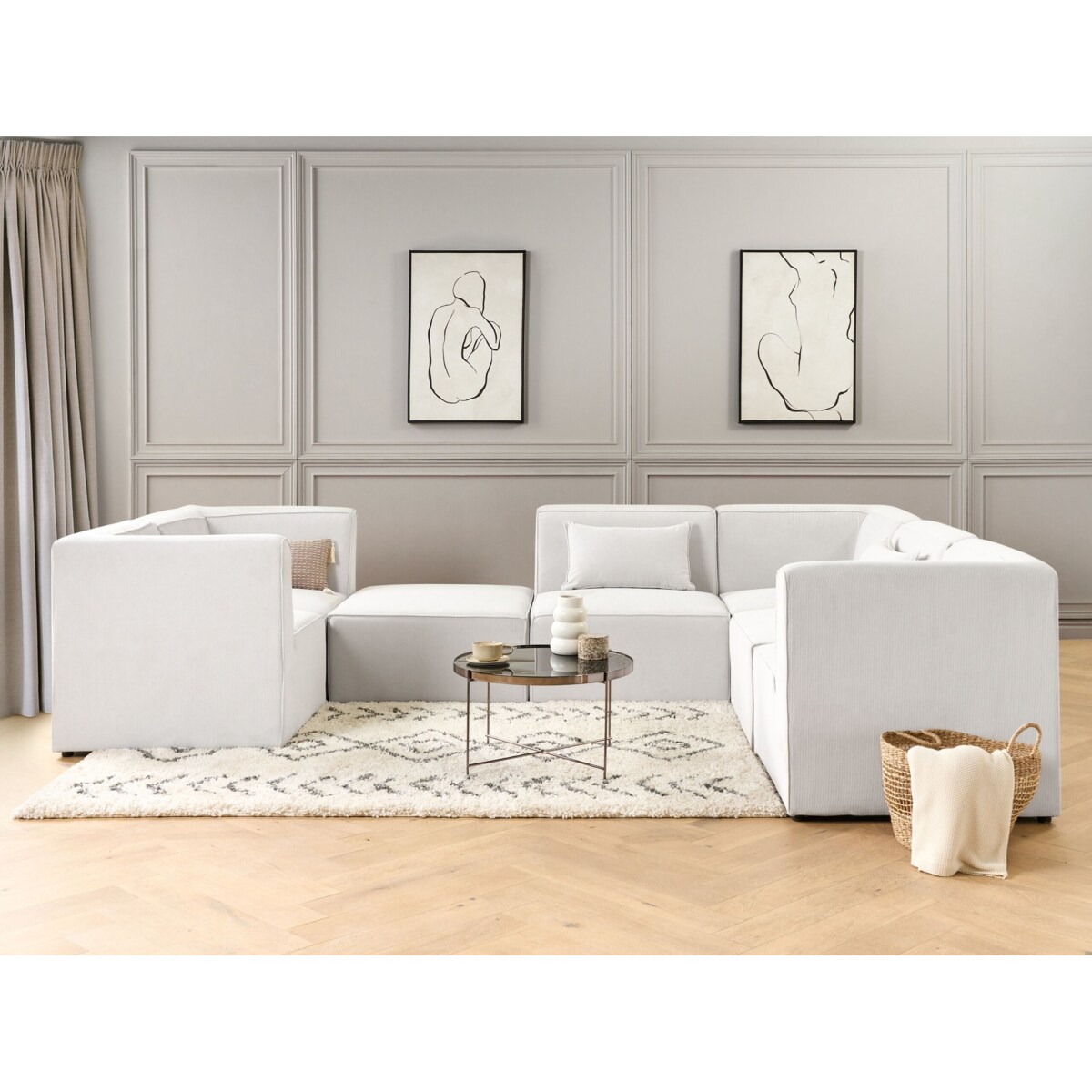 Otomana sztruksowa złamana biel LEMVIG