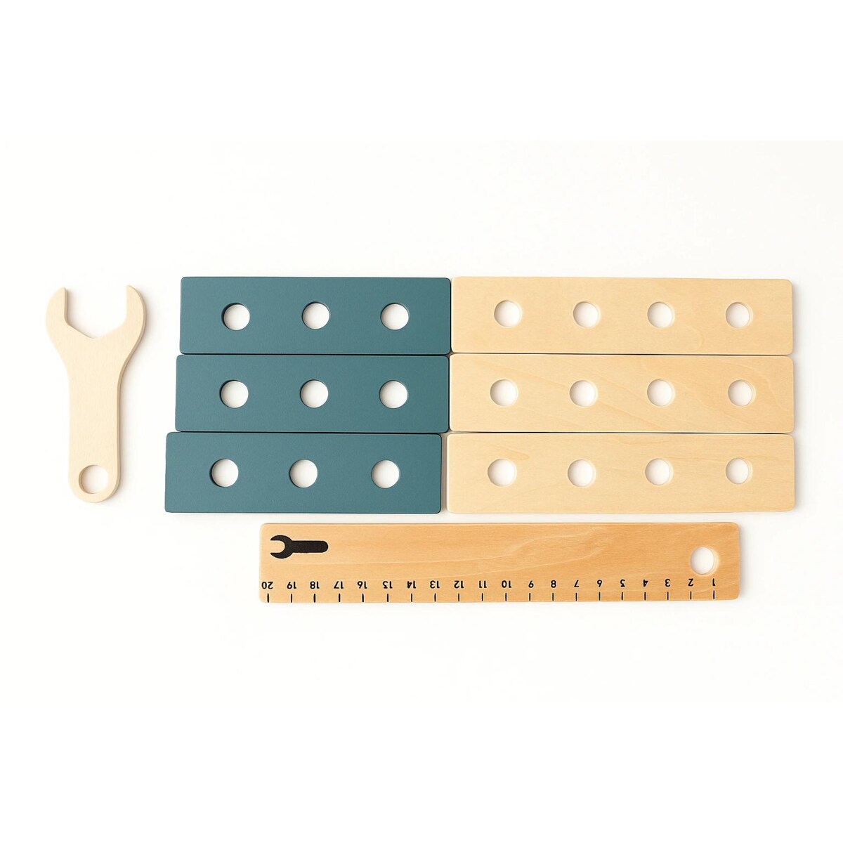 Drewniany warsztat dla dzieci z narzędziami – zestaw majsterkowicza Montessori 3+ z imadłem i akcesoriami