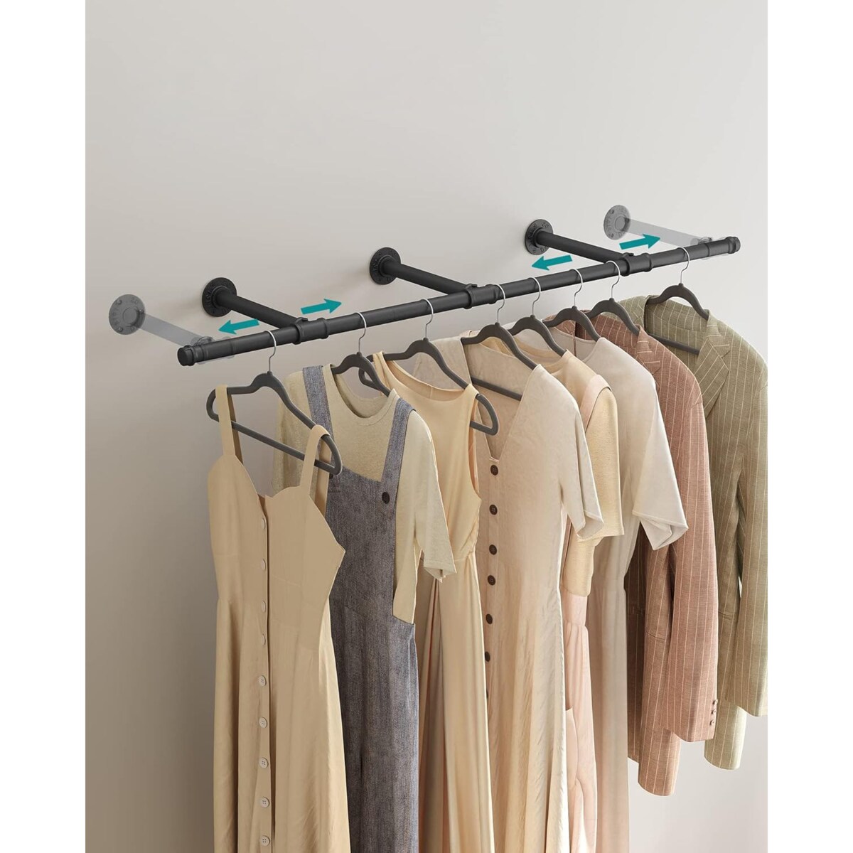 Wieszak Drążek Ścienny 170X30,4X7 Cm Czarny