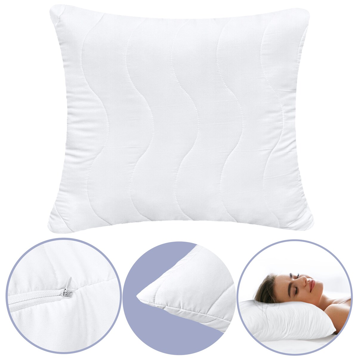 Poduszka Do Spania 70X80 Gruba Pikowana Z Zamkiem Antyalergiczna Mikrofibra Oddychająca