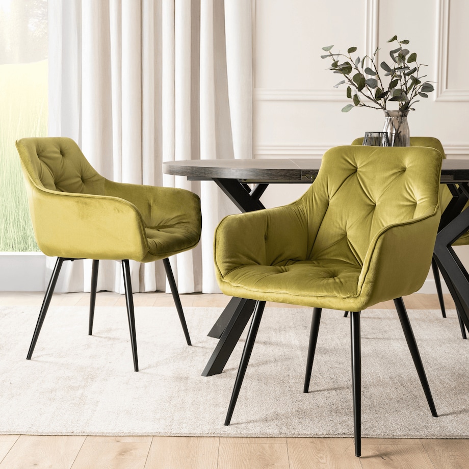Krzesło Tapicerowane Welurowe Do Salonu Jadalni Kuchni Pistacjowy MODESTO