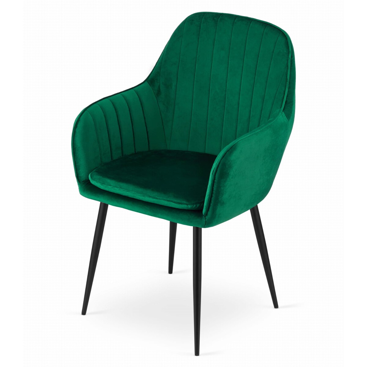 Krzesło Do Jadalni Kuchni Salonu Lugo - Aksamit Zielony / Nogi Czarne X 2