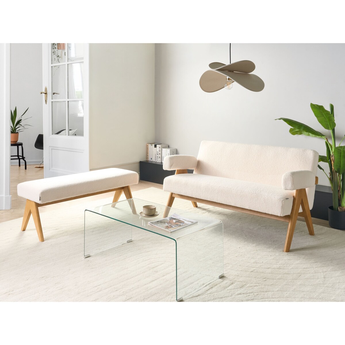 Sofa TAMRE Boucle Złamana biel dla 2 osób