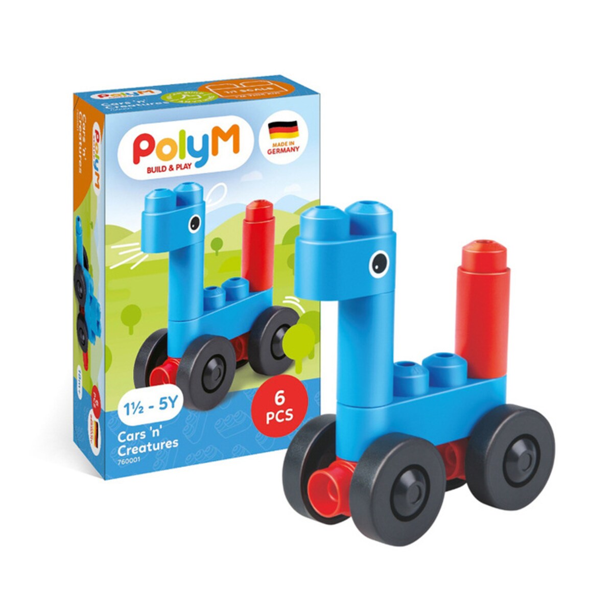Miękkie Klocki Konstrukcyjne Auta i Zwierzęta 6 el. 18m+ PolyM