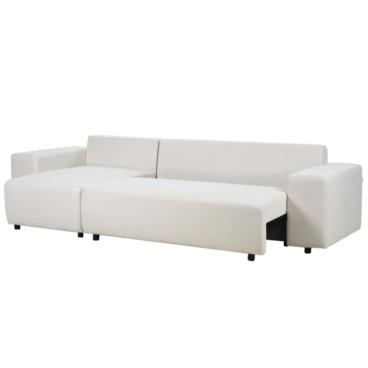 Narożnik prawostronny rozkładany z pojemnikiem jasnobeżowy LUSPA