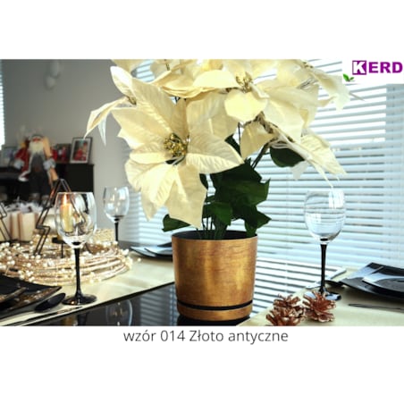 12 cm wzór ZŁOTO ANTYCZNE Doniczka z podstawką klasyczna elegancka rustykalna starożytna