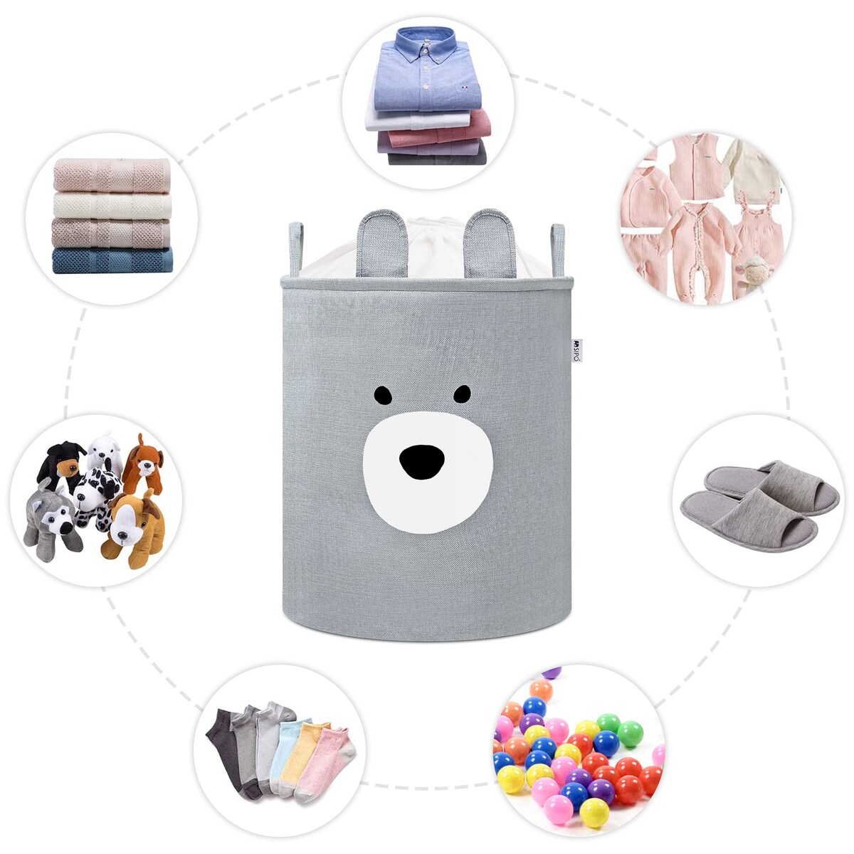 kosz na zabawki sipo, wersja premium, zamykany na ściągacz, miś, xxl