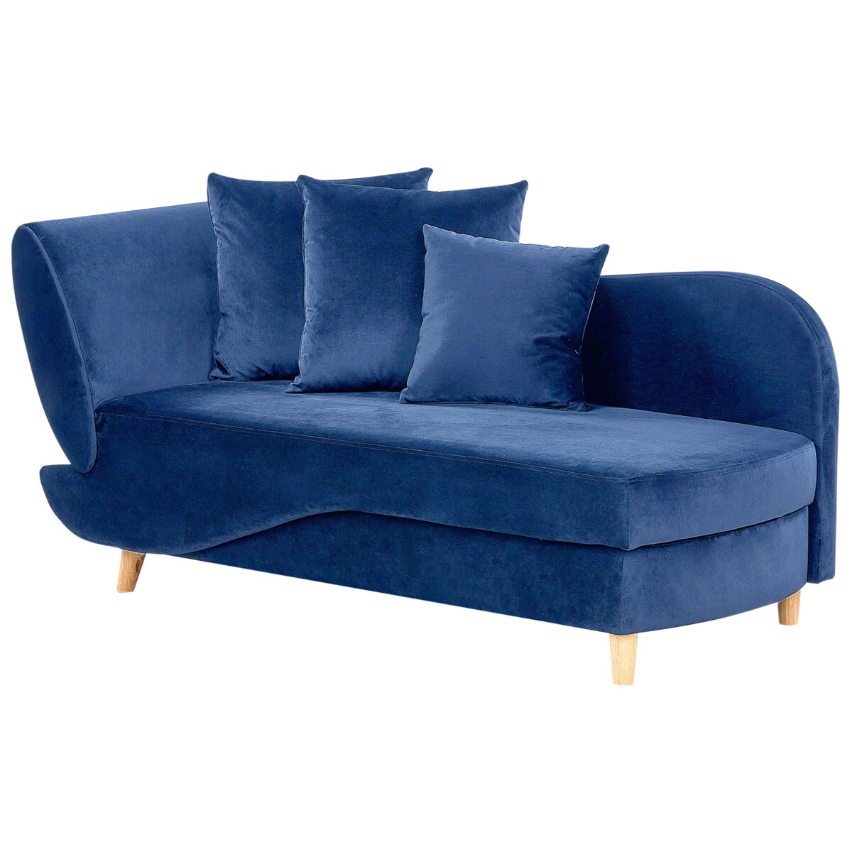 Szezlong welurowy z pojemnikiem lewostronny niebieski MERI II