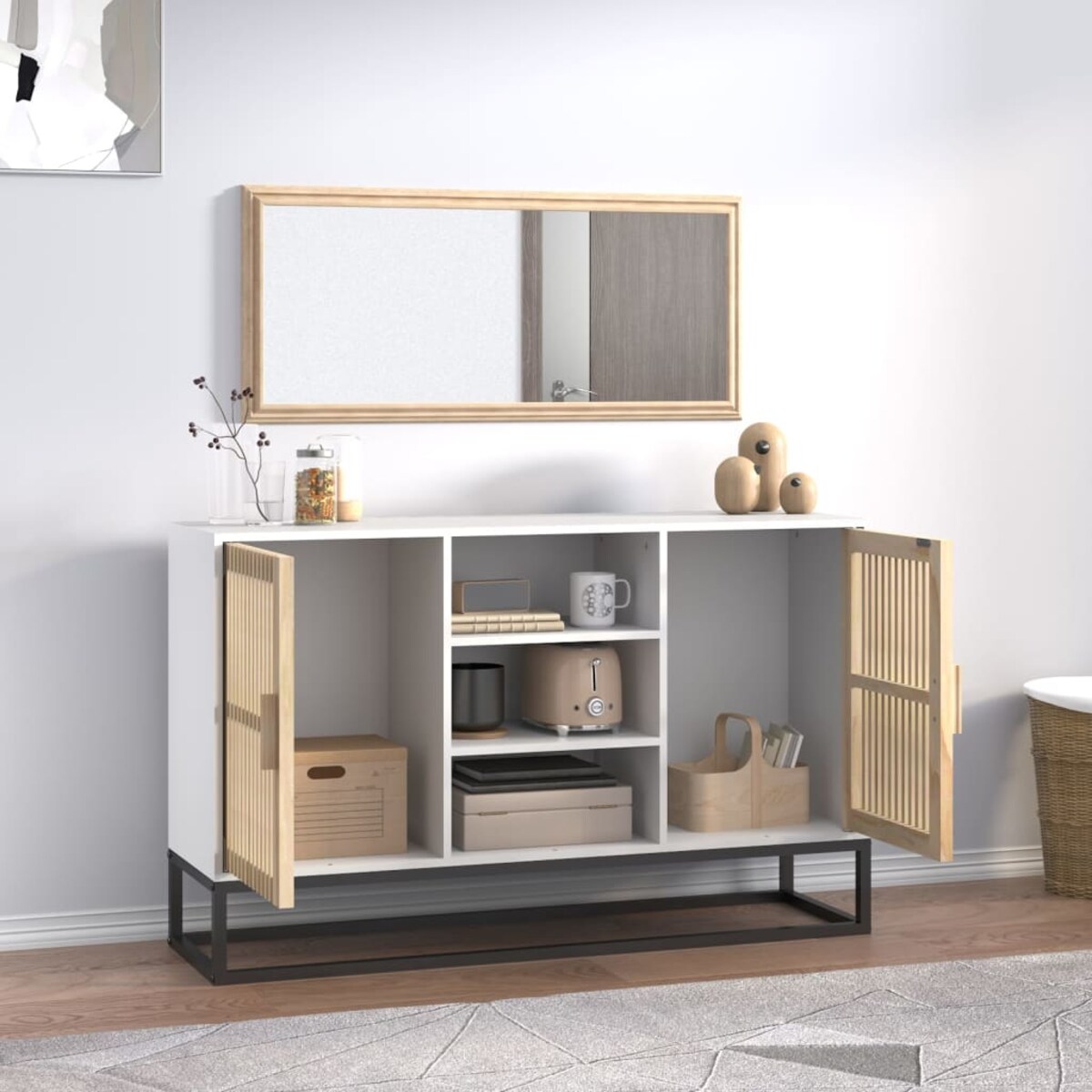 vidaXL Szafka, biała, 105x30x65 cm, materiał drewnopochodny