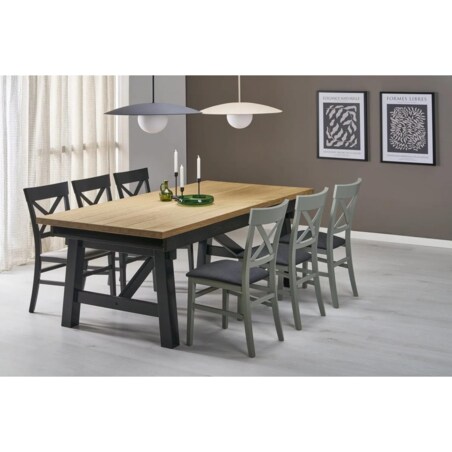 Stół rozkładany FIESTA 200(280)x100 dąb naturalny/czarny