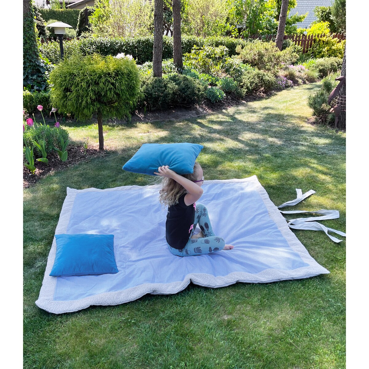 Kratka Vichy – Koc piknikowy XXL – mata piknikowa 180×160 cm