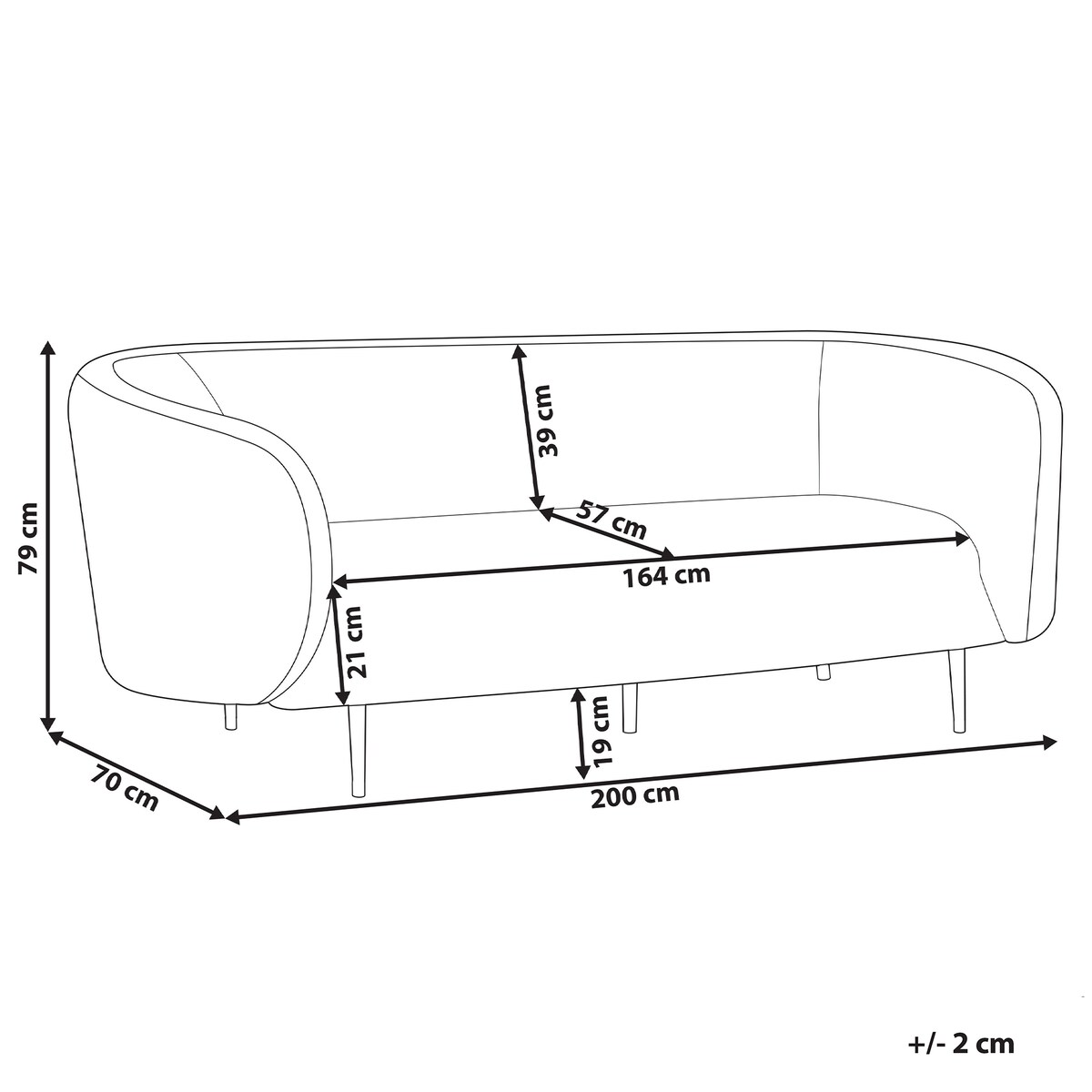 Sofa dla 3 osób LOEN Beżowoszary