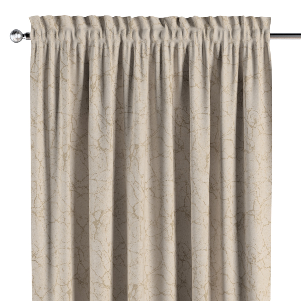 Zasłona na kanale z grzywką 1 szt. 130x245 marmurkowy złoty wzór na tle ecru