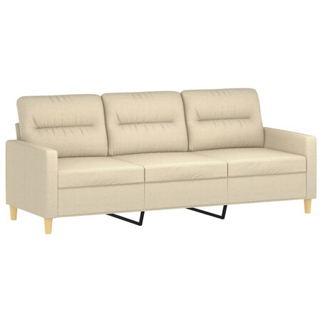 vidaXL 3-osobowa sofa, kremowa, 180 cm, tapicerowana tkaniną