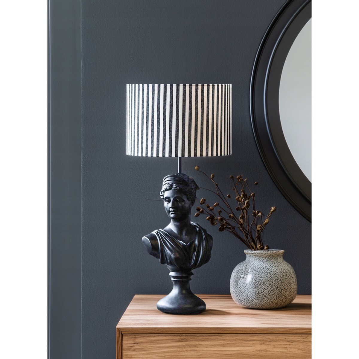 ABAŻUR NA ŻARÓWKĘ KLOSZ W PASKI 30cm WALEC BOHO DO LAMPY STOJĄCEJ WISZĄCEJ