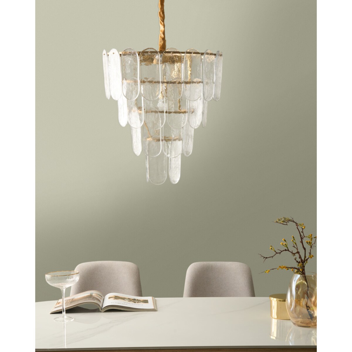 Żyrandol CARAVELI Szkło Mosiężny