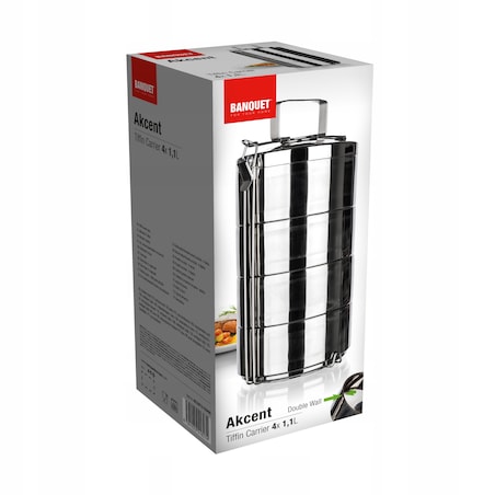 TERMOS OBIADOWY MENAŻKA pojemnik na jedzenie piętrowy 4,4 L dwie ścianki