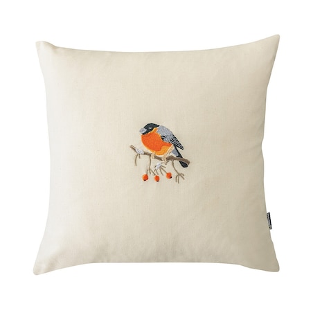 Poszewka na poduszkę Robin on Branch 43x43 cm boże narodzenie, święta, świąteczne, kremowy-czerwony, 43 x 43cm