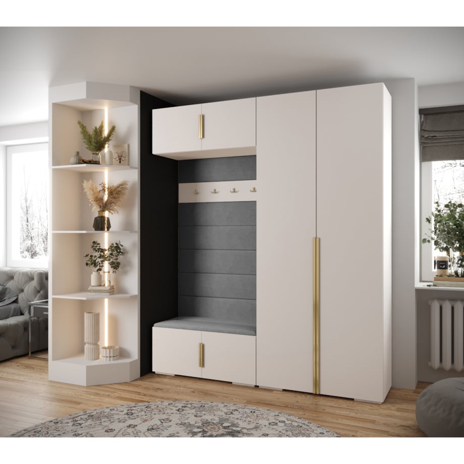 Garderoba do przedpokoju INOVA 1 Z18 biały+złoty+manila16