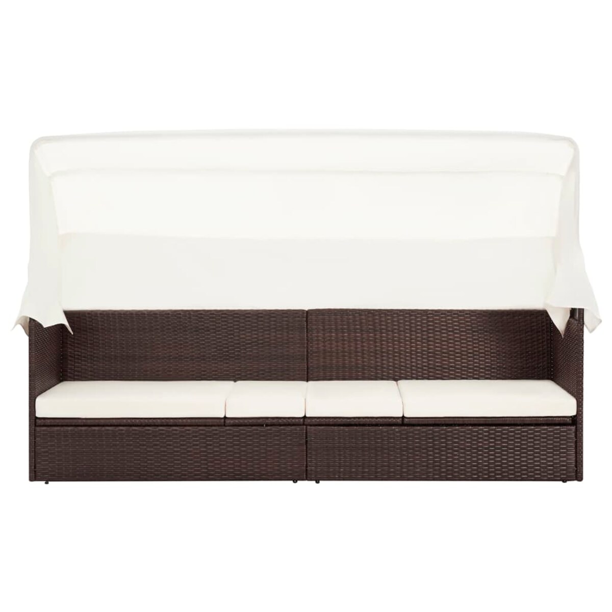 vidaXL Sofa ogrodowa z zadaszeniem, polirattanowa, brązowa