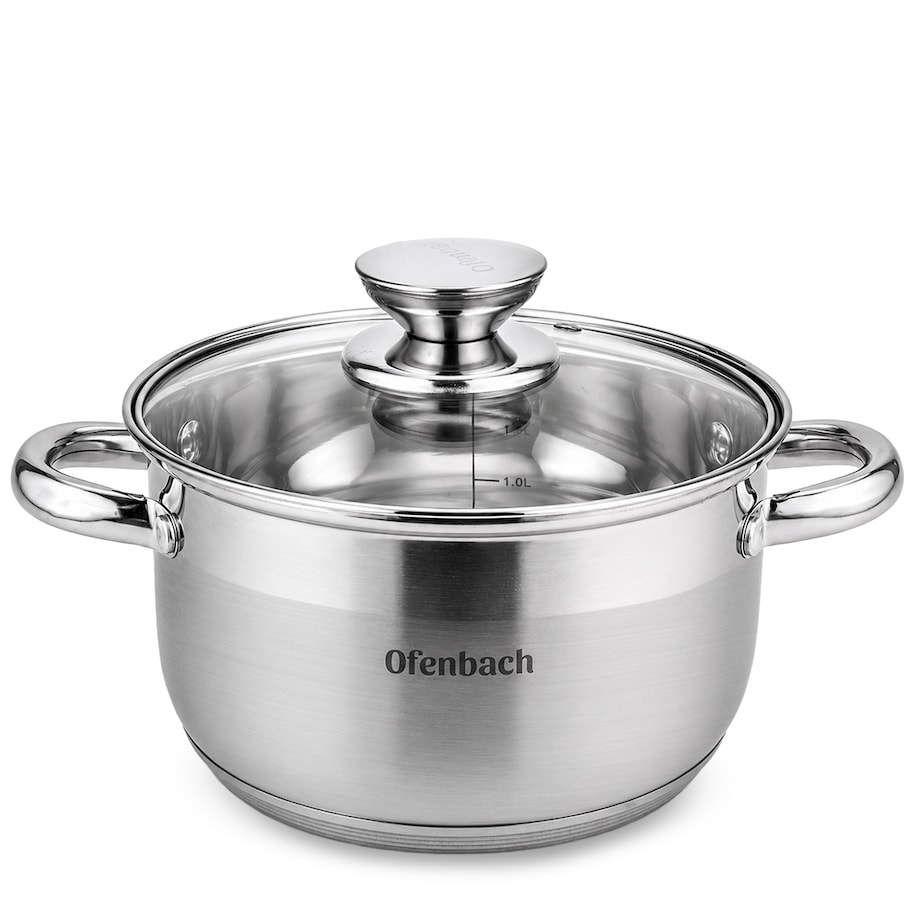 Garnek ze stali nierdzewnej z pokrywką 2.4L indukcja gaz OFENBACH