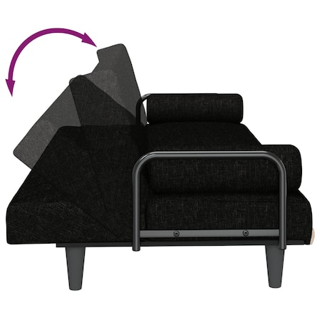 vidaXL Rozkładana kanapa z podłokietnikami, czarna, obita tkaniną