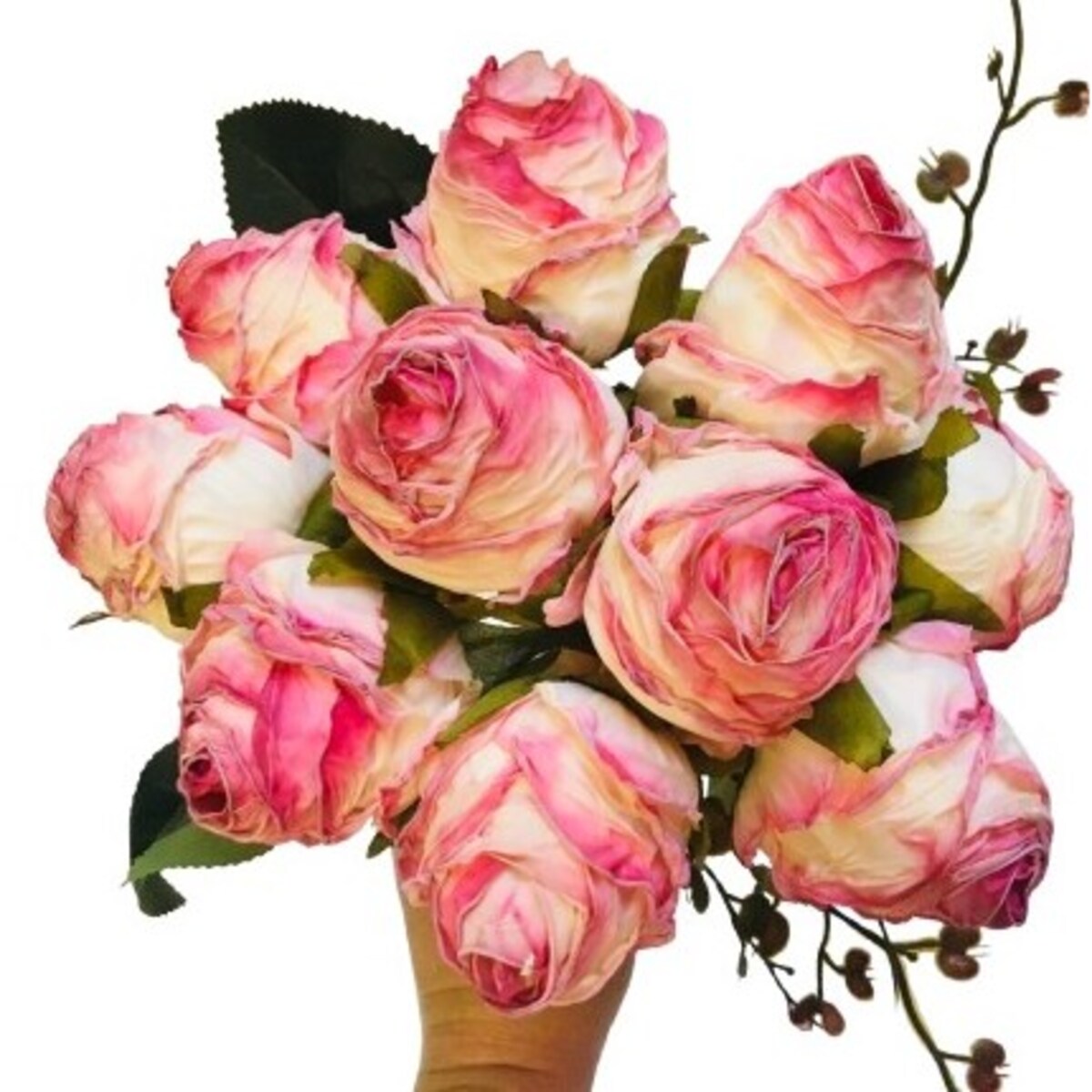 BUKIET róże sztuczne liście na dekoracje stroik wianek do wazonu święta pik