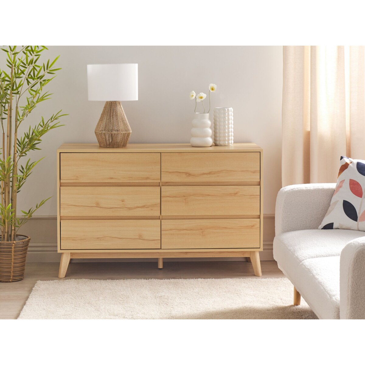Komoda 6 szuflad SARDIS Jasnobrązowy
