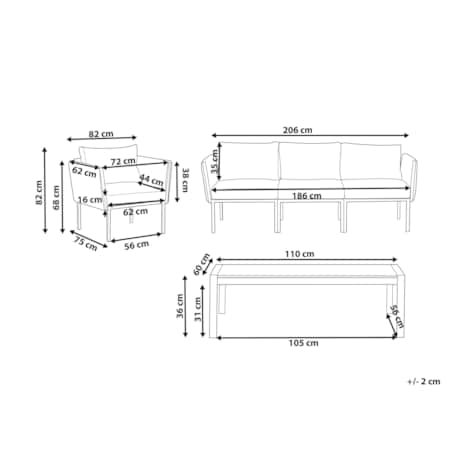 Zestaw ogrodowy ze stolikiem dla 5 osób SKALA Metal Jasnoszary