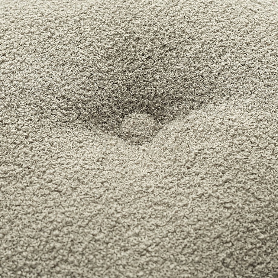 Poduszka okrągła z guzikiem, ciemno beżowa bukla, ⌀37 cm, Boucle Teddy