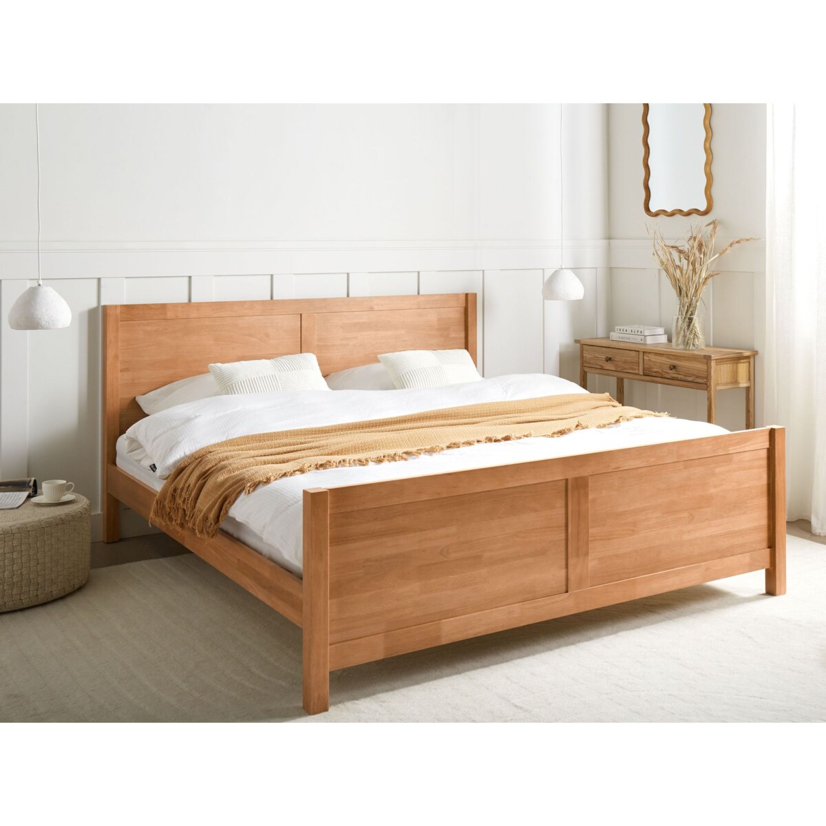 Łóżko Drewno CHAMPAGNAT 180 x 200 cm Jasne drewno