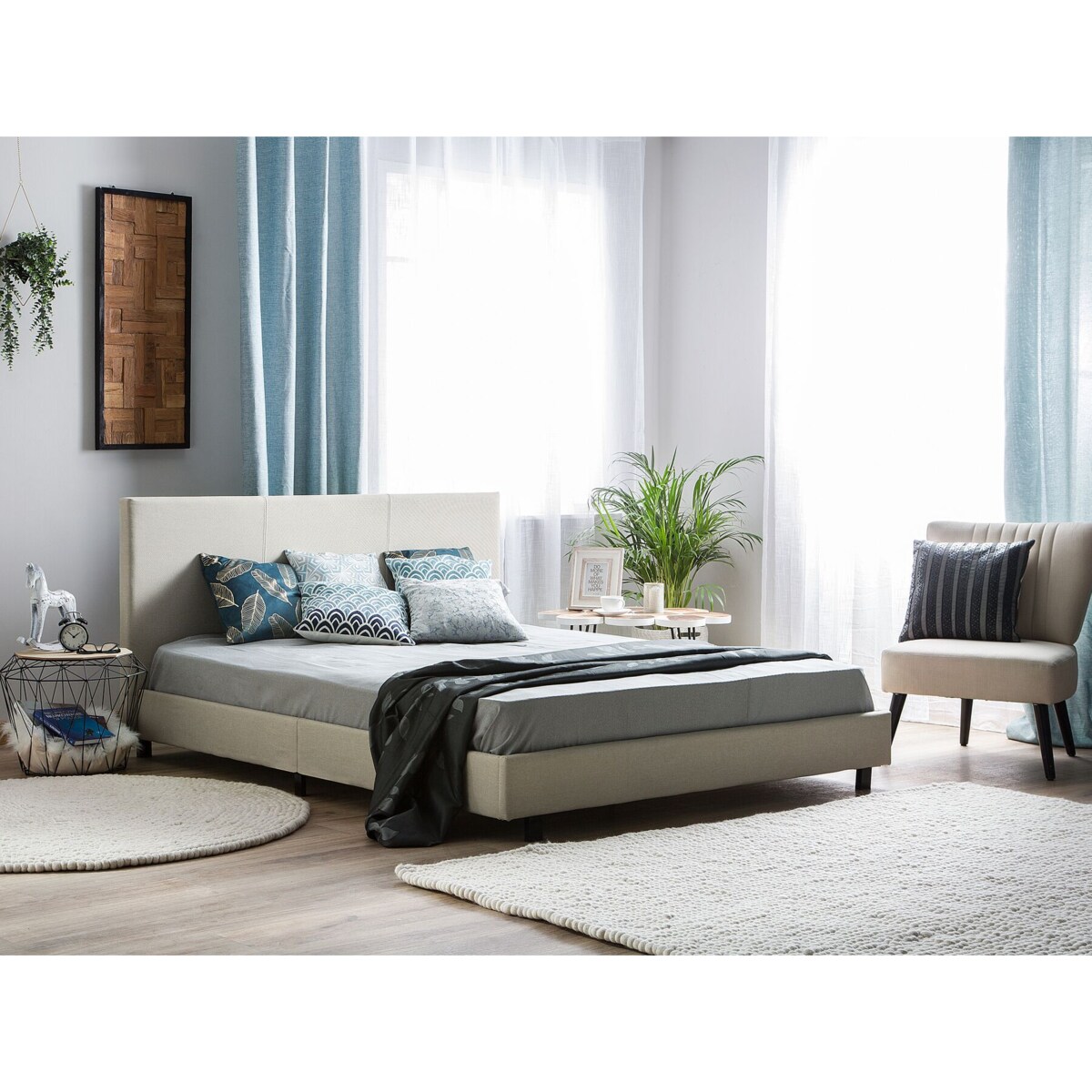 Łóżko wodne tapicerowane 180 x 200 cm beżowe ALBI