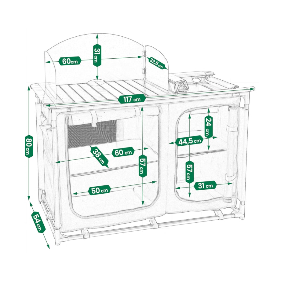 KUCHNIA TURYSTYCZNA SZAFKA stół składany ogrodowy torba KEMPINGOWY stolik