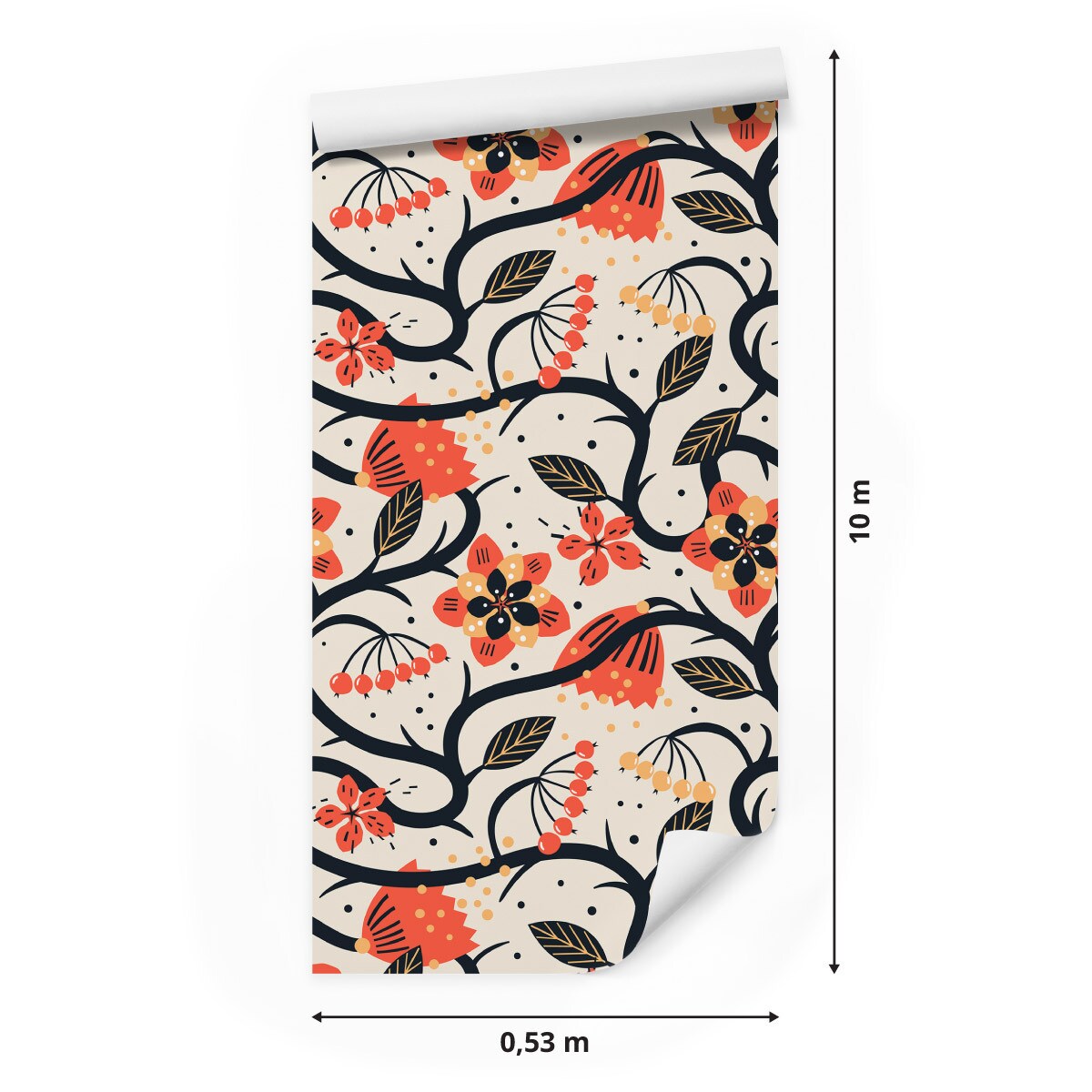 Tapeta Ścienna Do Jadalni Kolorowe Kwiaty Styl Retro Abstrakcja