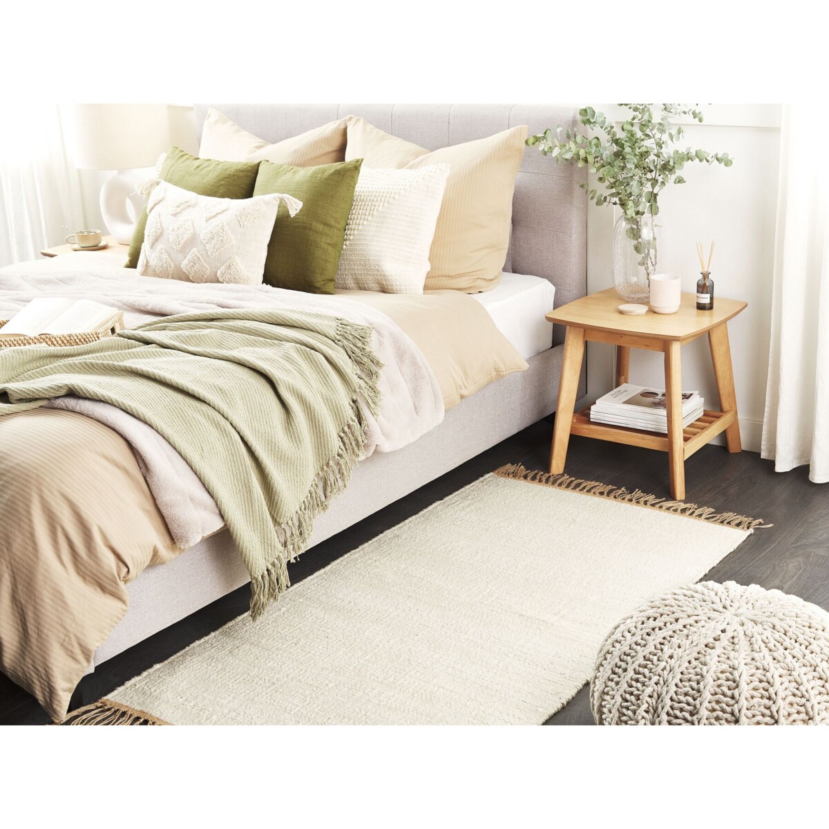 Dywan z juty 80 x 150 cm jasnobeżowy LUNIA