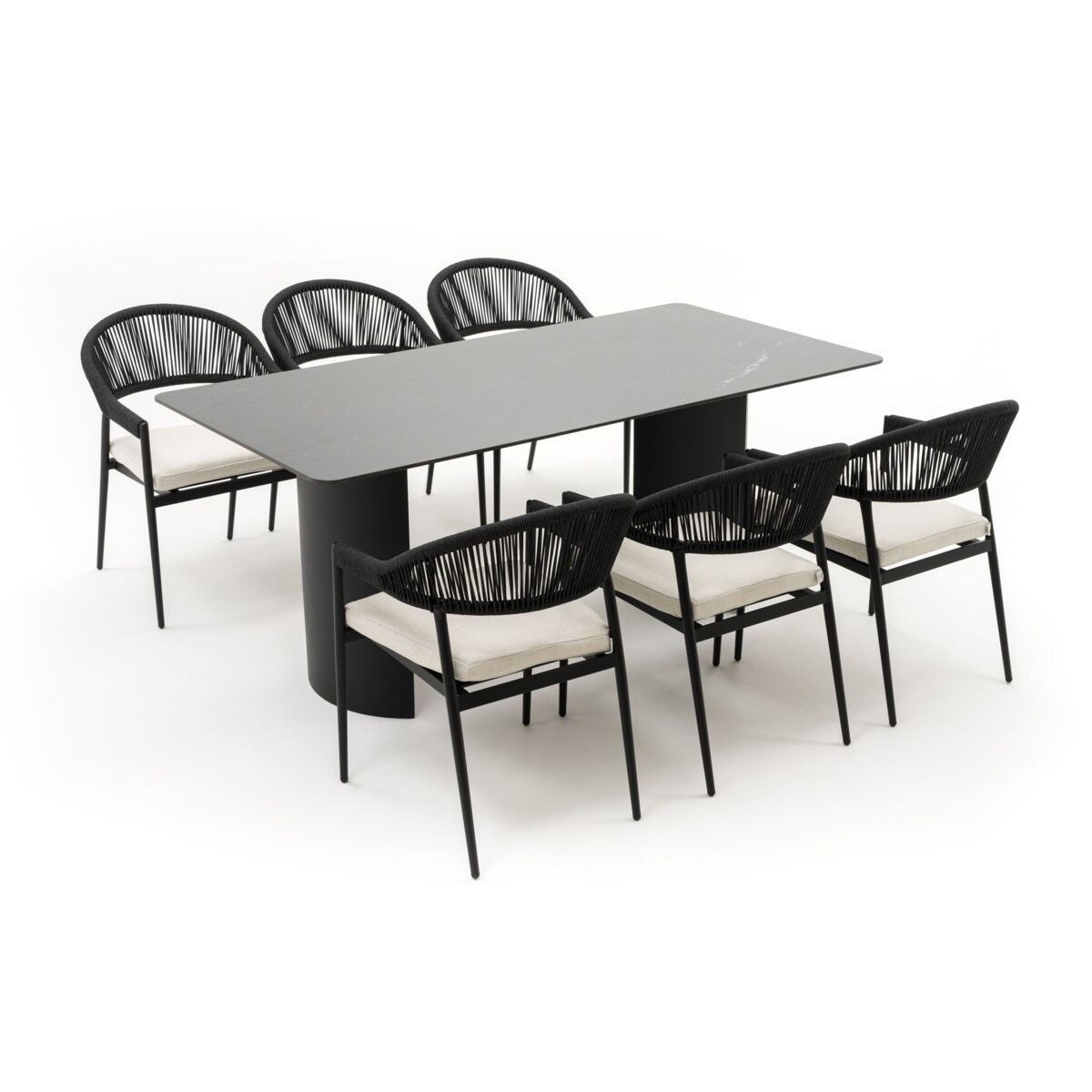 Zestaw mebli ogrodowych aluminiowe nowoczesne BELIZE LUX czarno beżowe