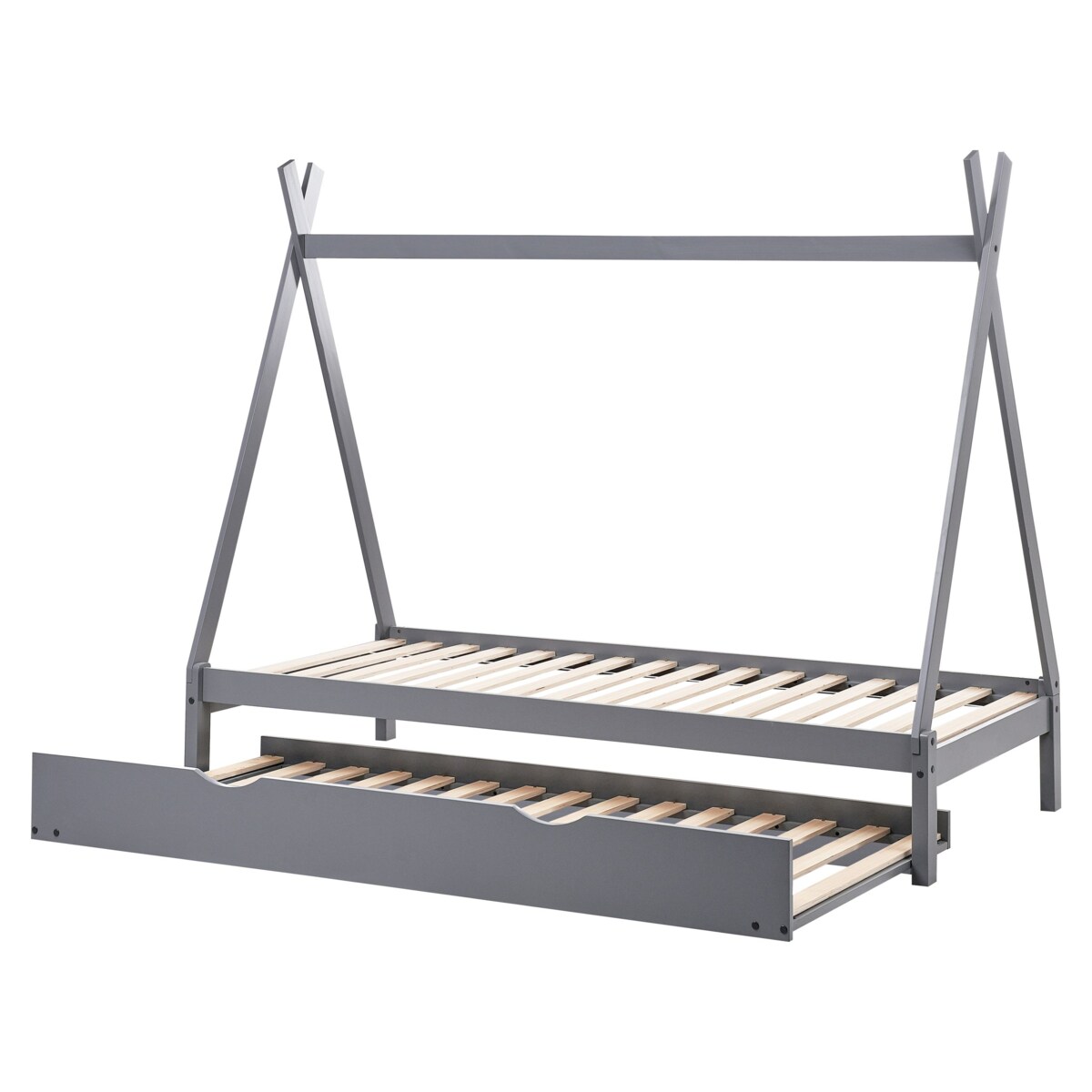 Łóżko wysuwane Drewno sosnowe TALMONTIERS 90 x 200 cm Szary