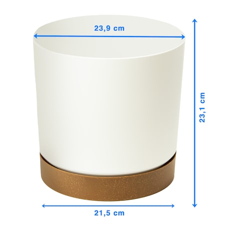 Doniczka Ogrodowa 23,9Cm Z Podstawką Do Domu Donica Plastikowa Gładka Biała