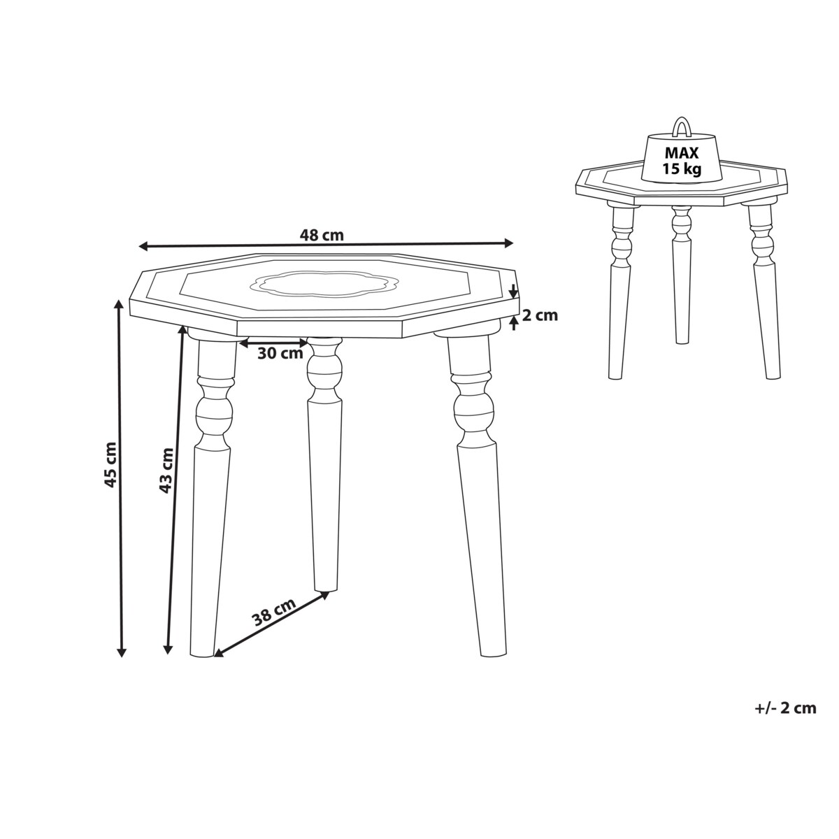 Stolik pomocniczy drewno mango ciemne WANDILO