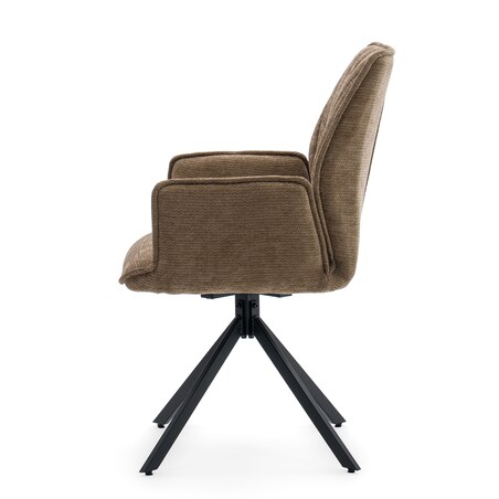 Krzesło tapicerowane obrotowe szenilowe do salonu MERANO brązowe