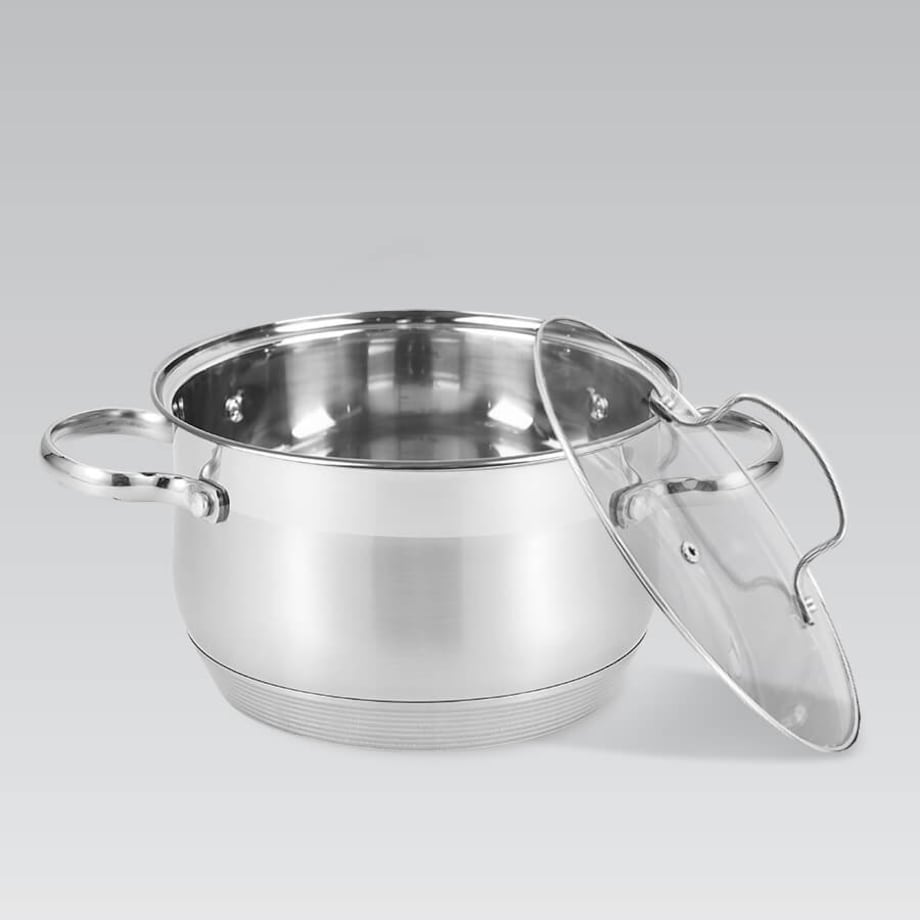 Garnek stalowy z pokrywką na indukcję gaz duży 26cm 8.2L MAESTRO
