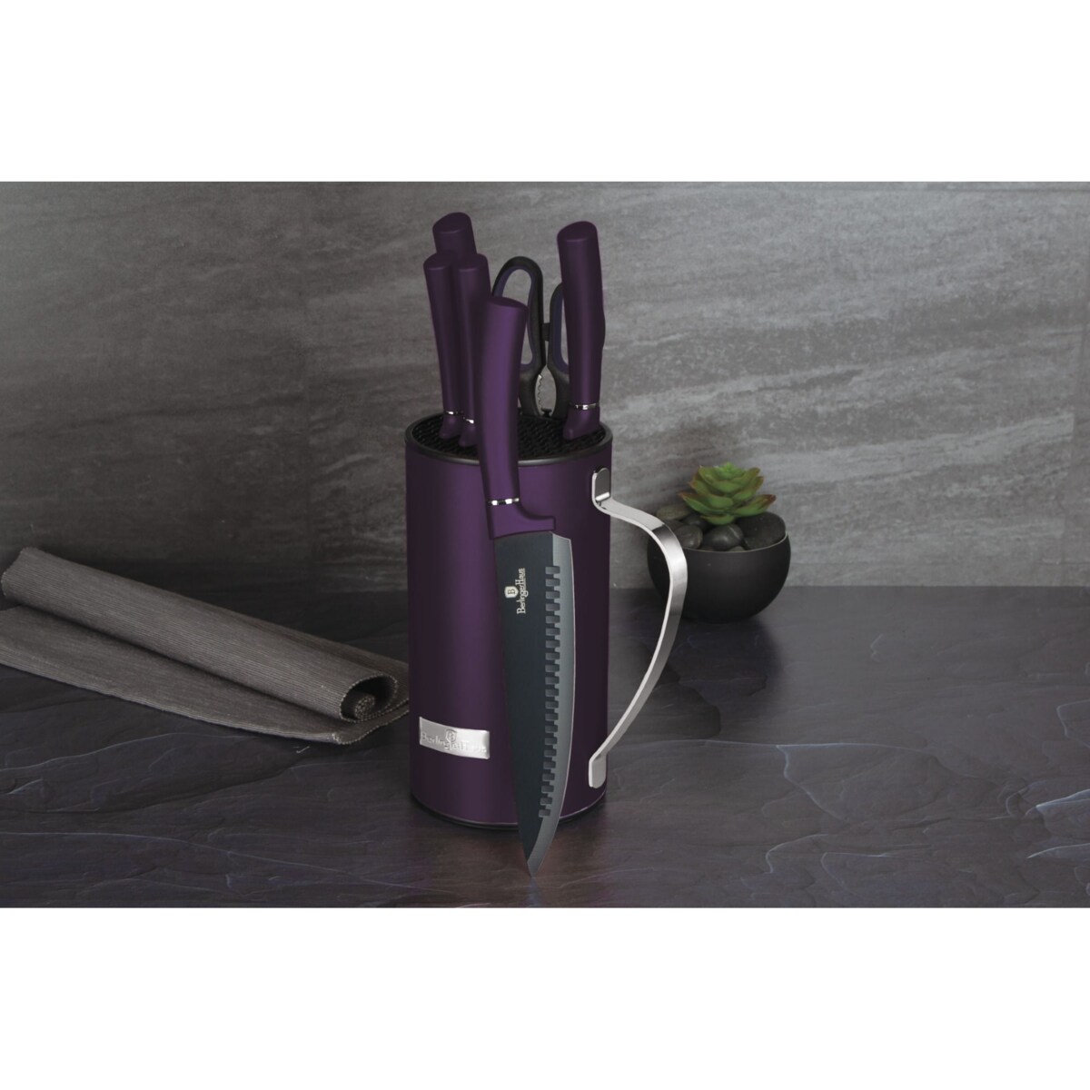 Komplet noży w stojaku 7 elementów BERLINGER HAUS Purple Eclipse