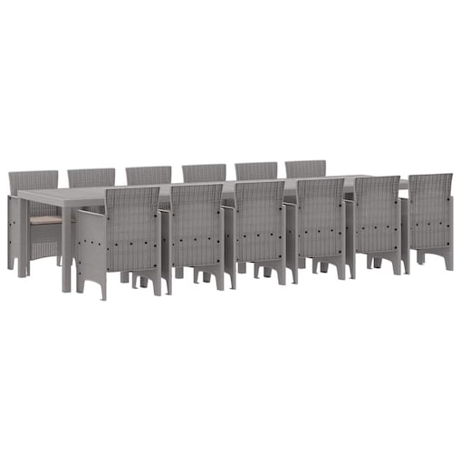 vidaXL Zestaw do jadalni w ogrodzie 13 pcs Jasnoszary Rattan Polt